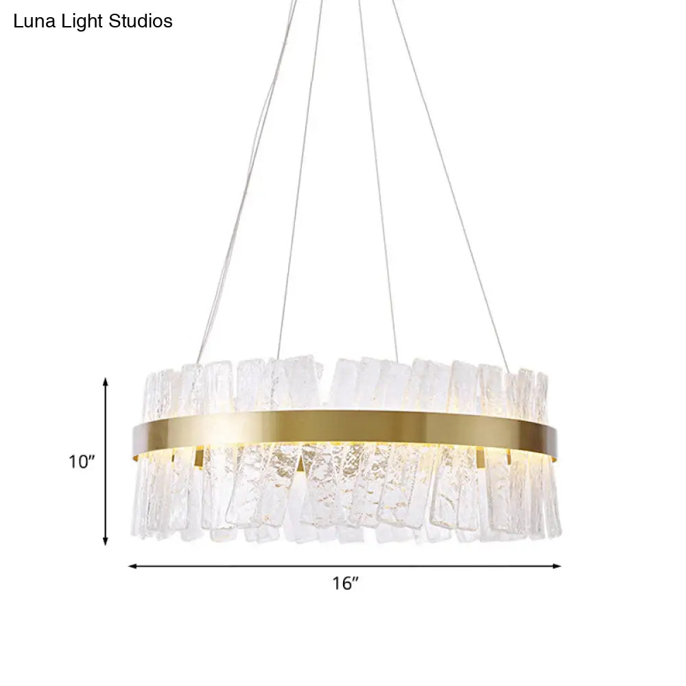 Contemporary Gold Textured Crystal Led Chandelier Pendant Light For Table