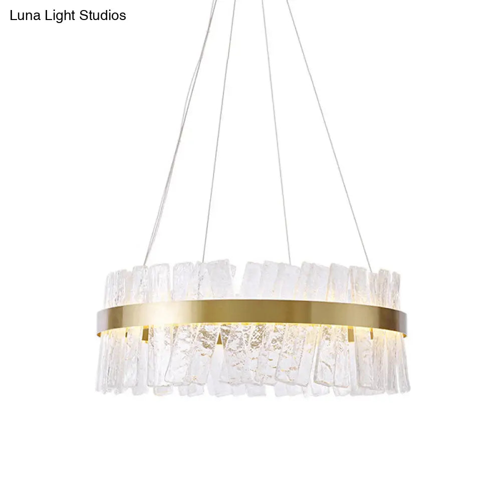 Contemporary Gold Textured Crystal Led Chandelier Pendant Light For Table