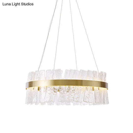 Contemporary Gold Textured Crystal Led Chandelier Pendant Light For Table