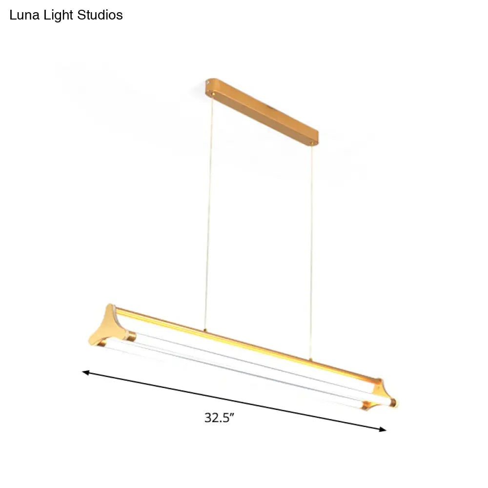 Contemporary Gold Tube Chandelier: Led Pendant Lamp For Living Room (25/40.5/32.5 Width) Warm/White