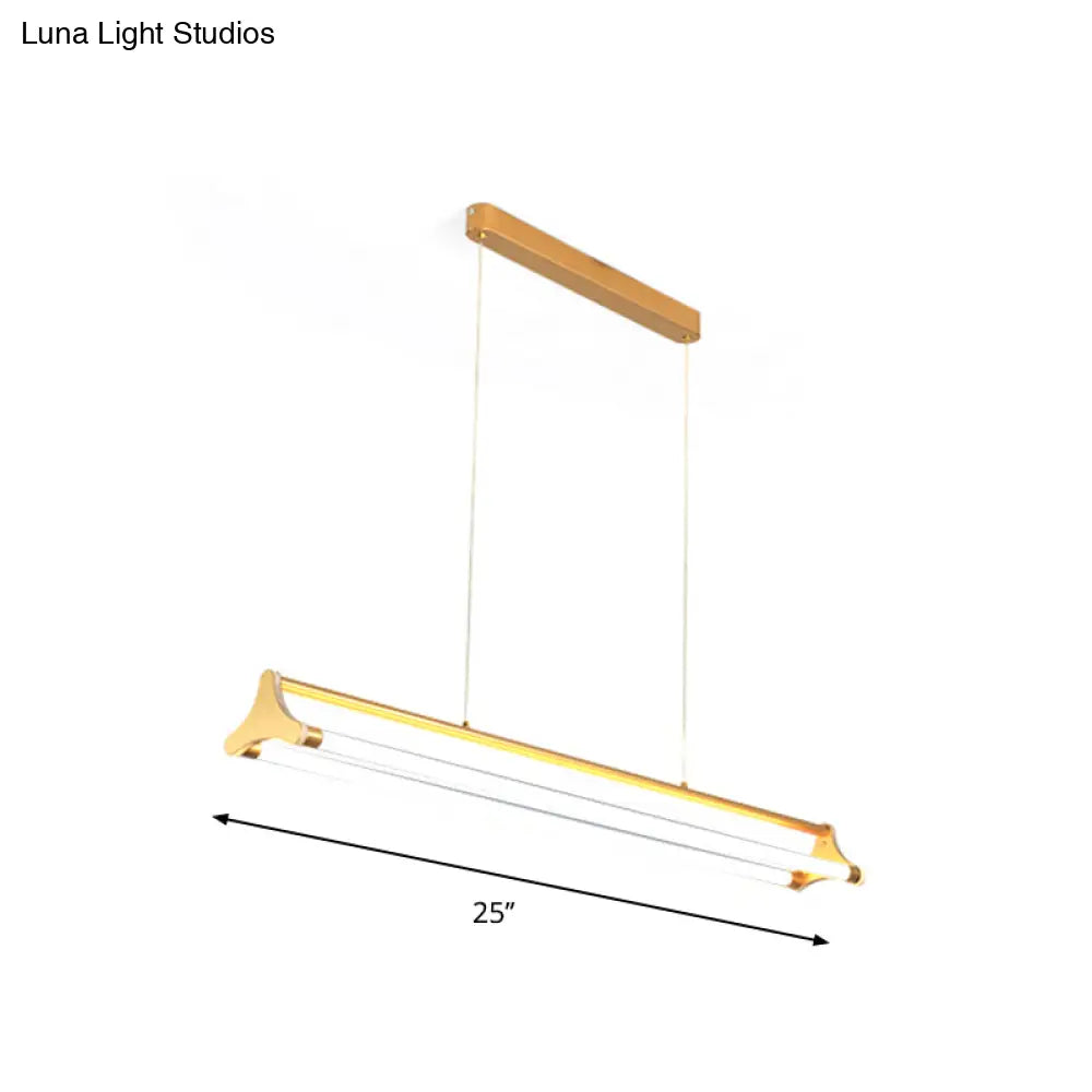 Contemporary Gold Tube Chandelier: Led Pendant Lamp For Living Room (25/40.5/32.5 Width) Warm/White