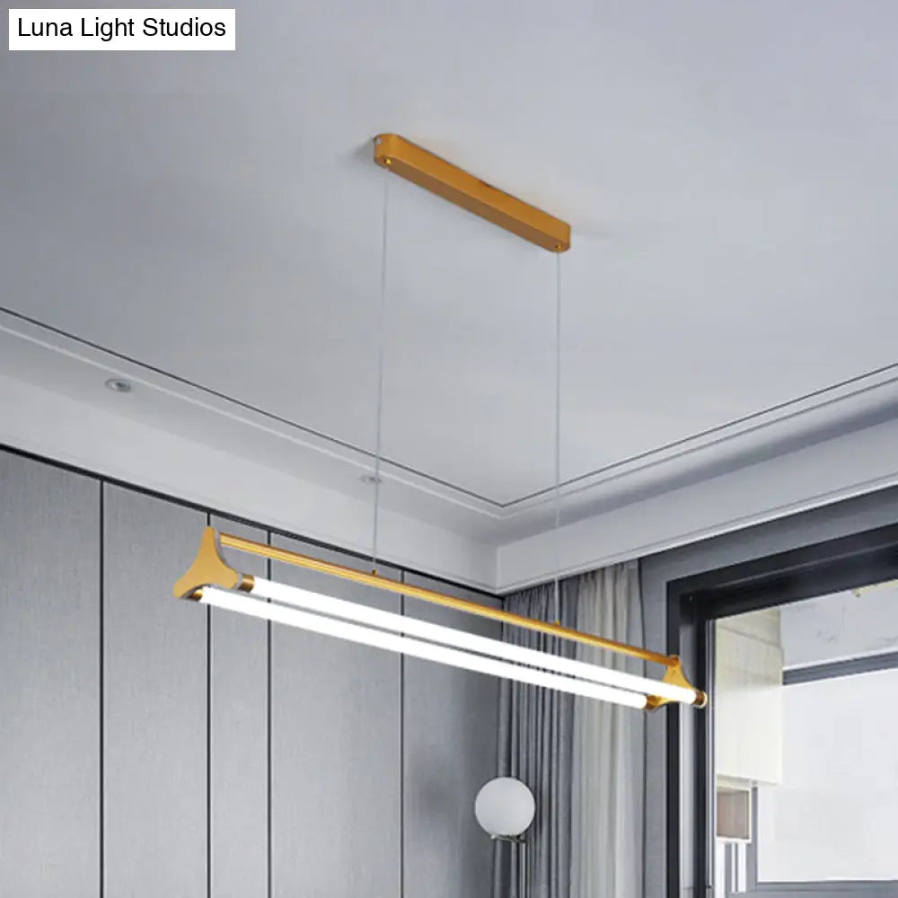 Contemporary Gold Tube Chandelier: Led Pendant Lamp For Living Room (25/40.5/32.5 Width) Warm/White