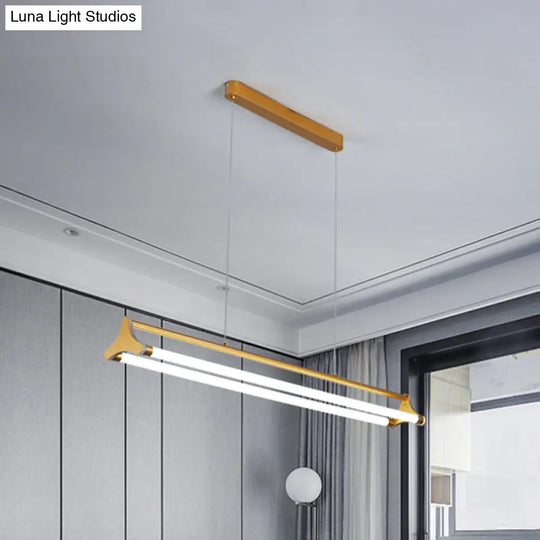 Contemporary Gold Tube Chandelier: Led Pendant Lamp For Living Room (25/40.5/32.5 Width) Warm/White