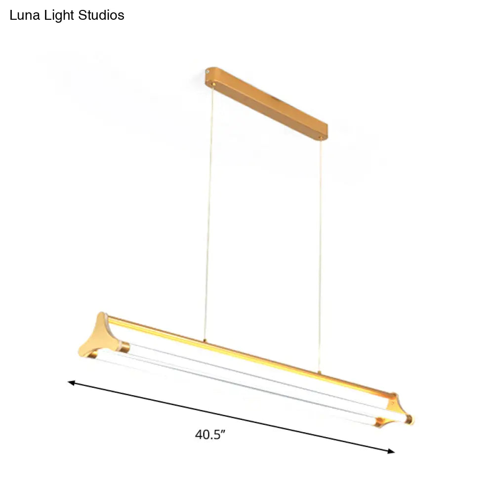 Contemporary Gold Tube Chandelier: Led Pendant Lamp For Living Room (25/40.5/32.5 Width) Warm/White