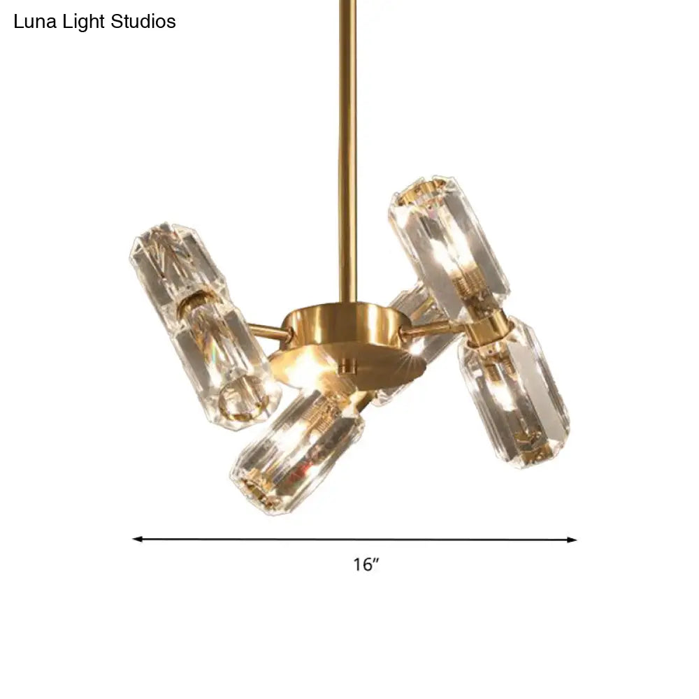 Contemporary Gold Tube Faceted Crystal Chandelier Lamp With 6/8/10 Bulbs - Hanging Ceiling Light