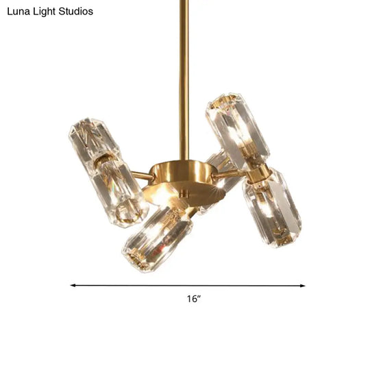 Contemporary Gold Tube Faceted Crystal Chandelier Lamp With 6/8/10 Bulbs - Hanging Ceiling Light