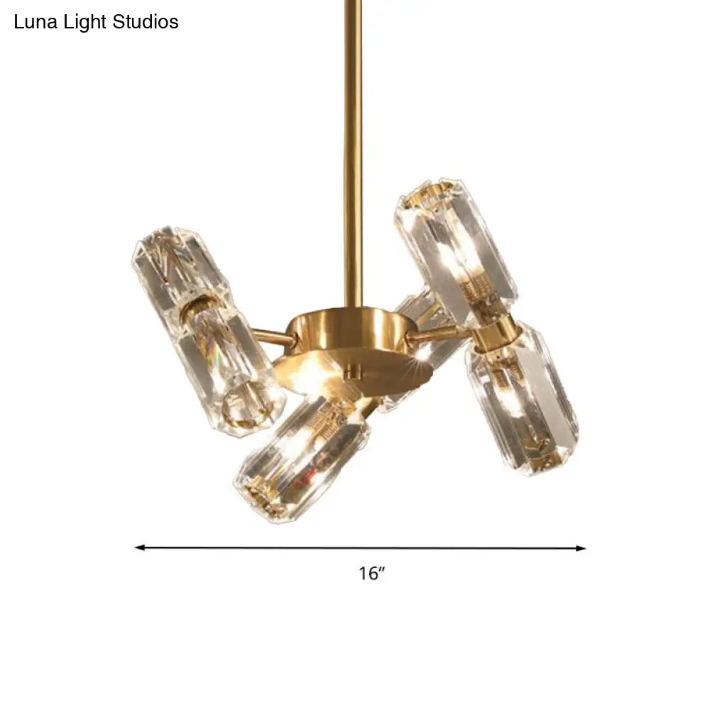 Modern Faceted Crystal Chandelier - Gold Finish With 6/8/10 Bulbs Hanging Ceiling Light