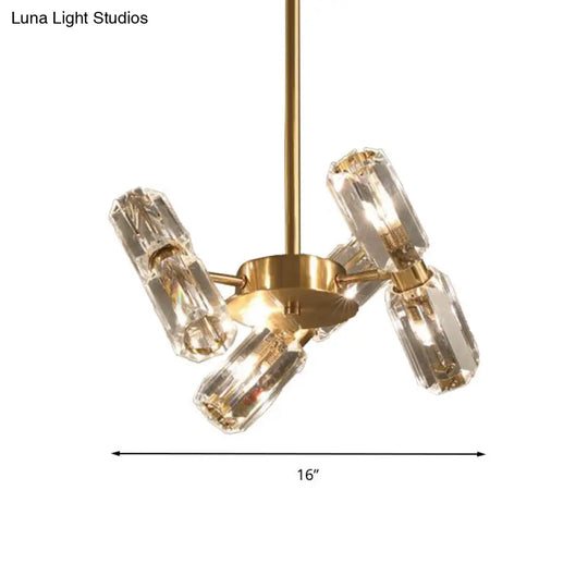 Modern Faceted Crystal Chandelier - Gold Finish With 6/8/10 Bulbs Hanging Ceiling Light