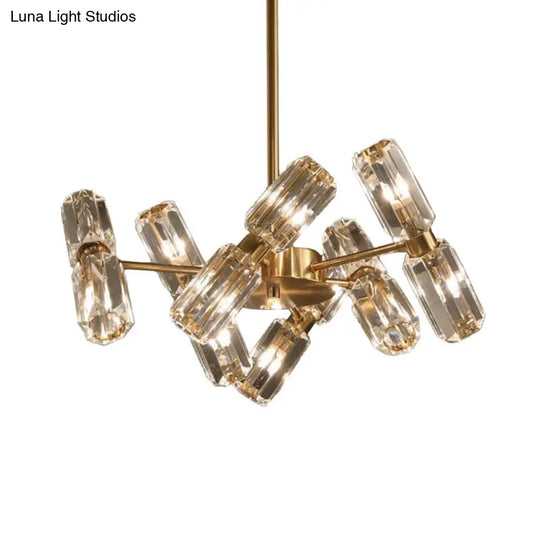 Modern Faceted Crystal Chandelier - Gold Finish With 6/8/10 Bulbs Hanging Ceiling Light