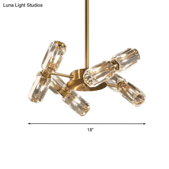 Modern Faceted Crystal Chandelier - Gold Finish With 6/8/10 Bulbs Hanging Ceiling Light