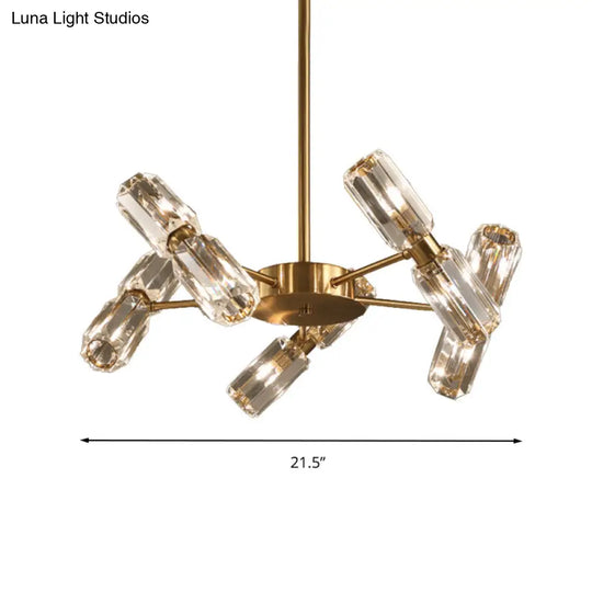 Contemporary Gold Tube Faceted Crystal Chandelier Lamp With 6/8/10 Bulbs - Hanging Ceiling Light