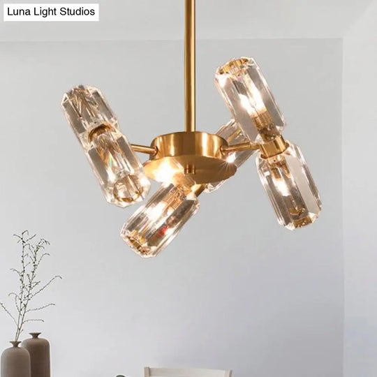 Contemporary Gold Tube Faceted Crystal Chandelier Lamp With 6/8/10 Bulbs - Hanging Ceiling Light