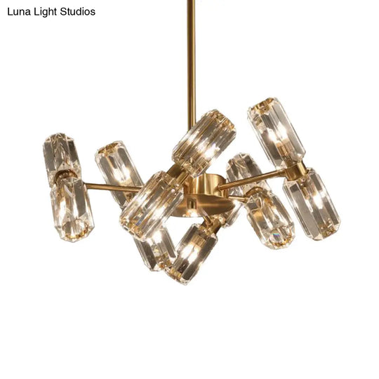 Contemporary Gold Tube Faceted Crystal Chandelier Lamp With 6/8/10 Bulbs - Hanging Ceiling Light