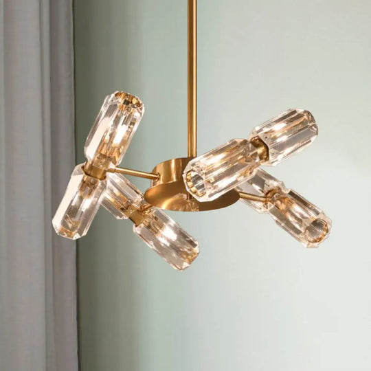 Contemporary Gold Tube Faceted Crystal Chandelier Lamp With 6/8/10 Bulbs - Hanging Ceiling Light 8 /