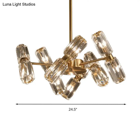 Modern Faceted Crystal Chandelier - Gold Finish With 6/8/10 Bulbs Hanging Ceiling Light