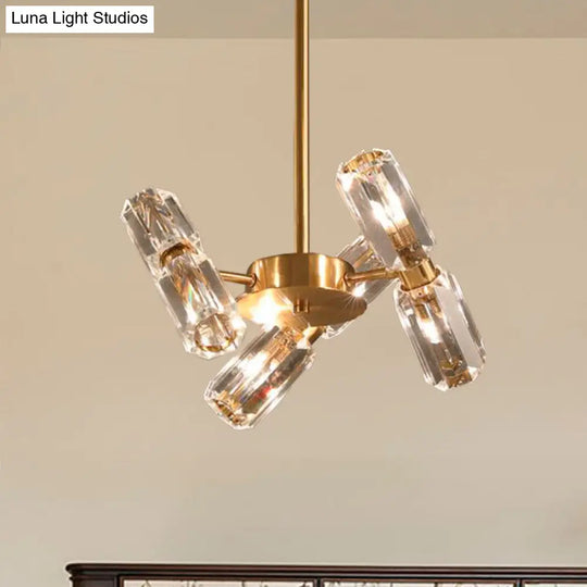 Modern Faceted Crystal Chandelier - Gold Finish With 6/8/10 Bulbs Hanging Ceiling Light 6 /