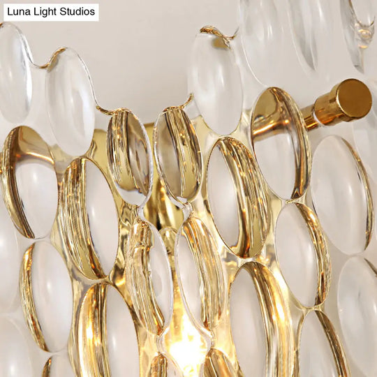 Contemporary Gold Wall Lamp With Clear Crystal Oval Shape & 1 Bulb Perfect For Hallways