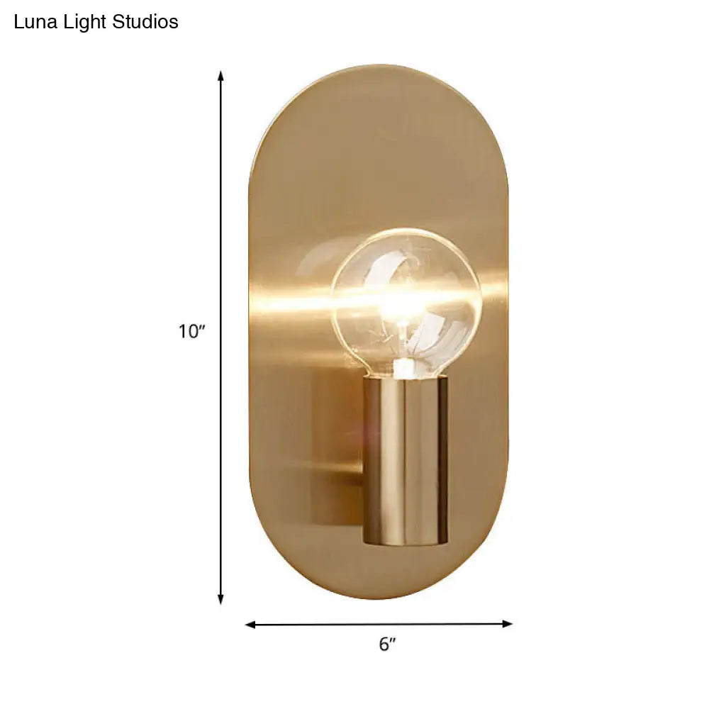 Contemporary Gold Wall Mounted Bedroom Sconce Light With Bare Bulb Metal Shade