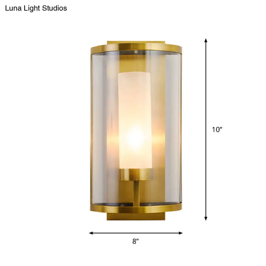 Contemporary Gold Wall Sconce With Clear Glass Shade