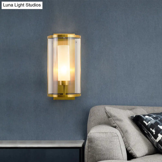 Contemporary Gold Wall Sconce With Clear Glass Shade