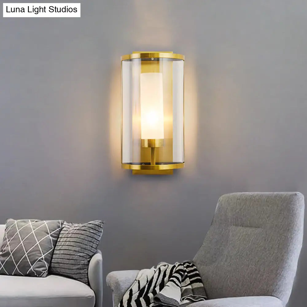 Contemporary Gold Wall Sconce With Clear Glass Shade