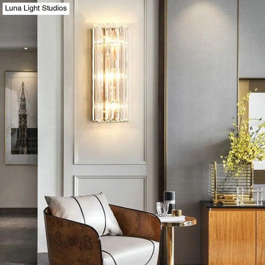 Contemporary Gold Wall Sconce With Crystal Shade - Modern 3-Light Flush Mount