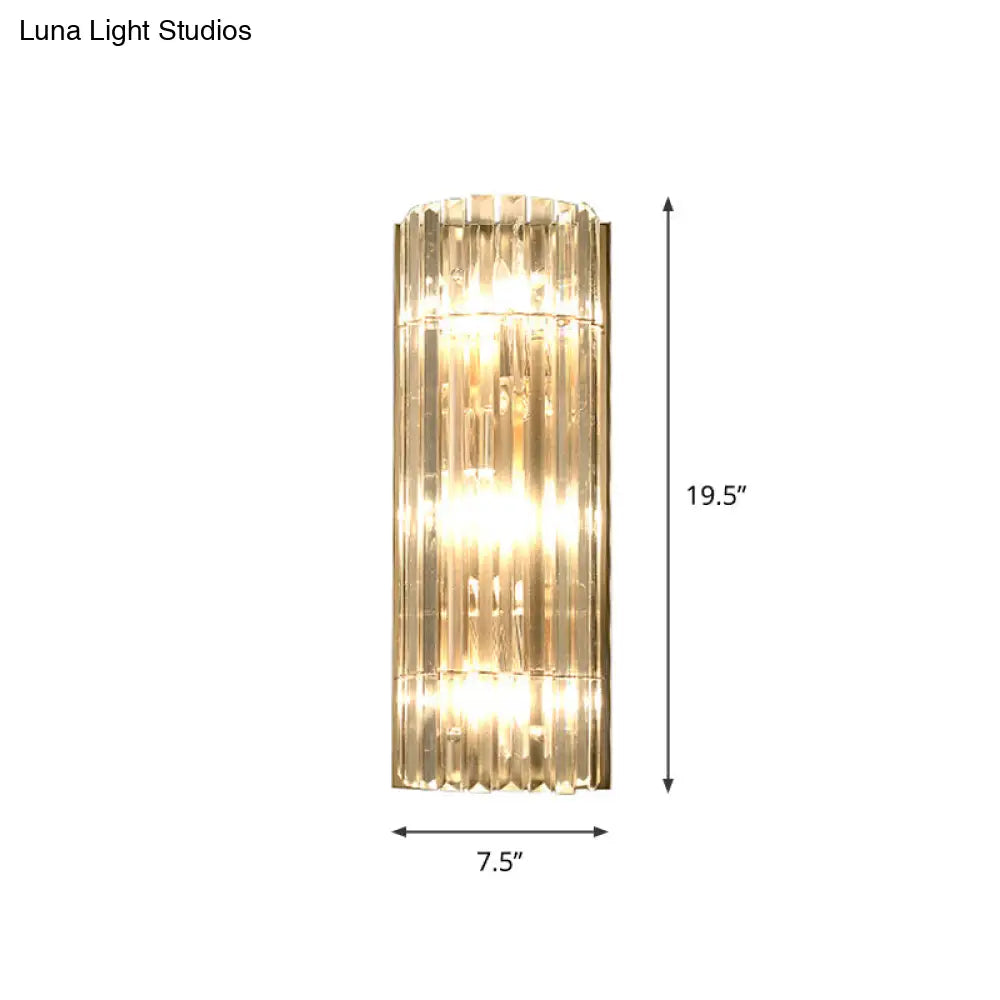 Contemporary Gold Wall Sconce With Crystal Shade - Modern 3-Light Flush Mount