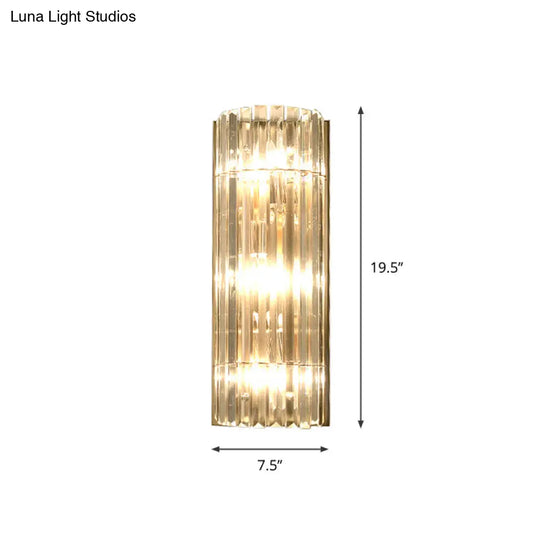 Contemporary Gold Wall Sconce With Crystal Shade - Modern 3-Light Flush Mount