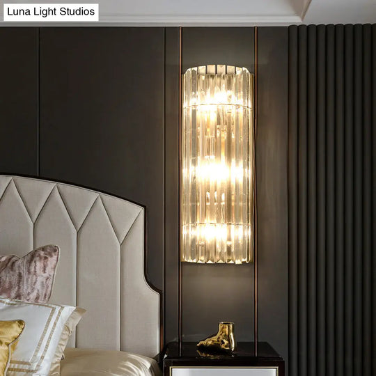 Contemporary Gold Wall Sconce With Crystal Shade - Modern 3-Light Flush Mount