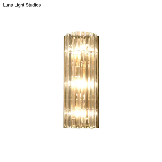 Contemporary Gold Wall Sconce With Crystal Shade - Modern 3-Light Flush Mount