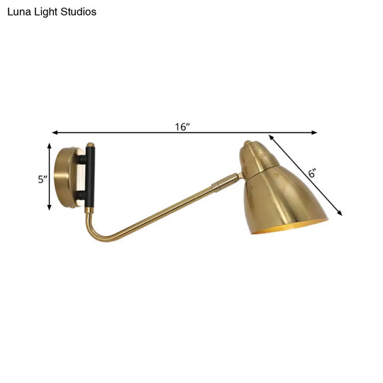 Contemporary Gold Wall Sconce With Dome Metal Shade For Bedroom Lighting