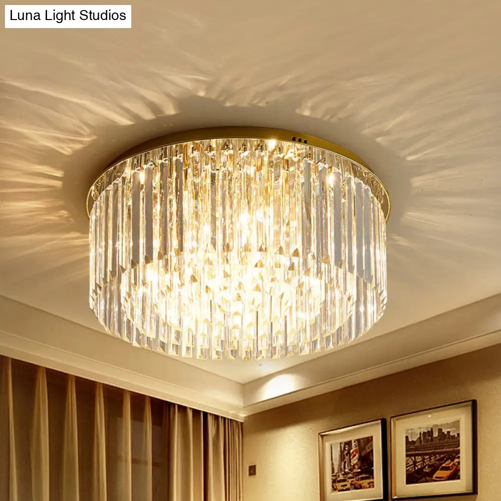 Contemporary Golden Crystal Ceiling Lamp - 6 - Light Dining Room Flush Light