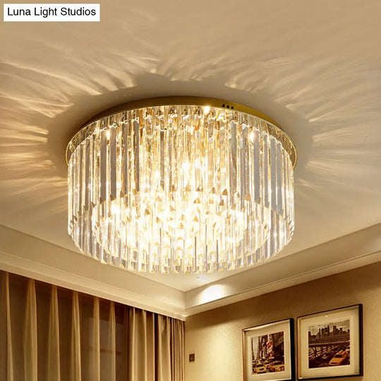 Contemporary Golden Crystal Ceiling Lamp - 6 - Light Dining Room Flush Light