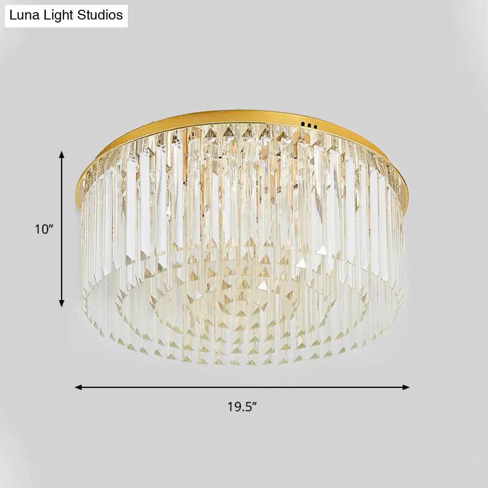 Contemporary Golden Crystal Ceiling Lamp - 6-Light Dining Room Flush Light