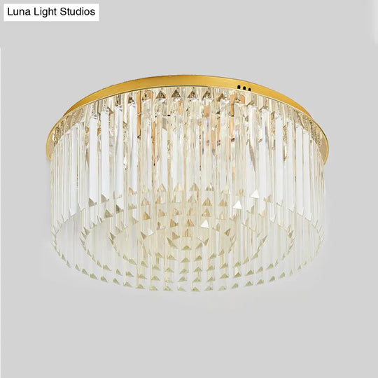 Contemporary Golden Crystal Ceiling Lamp - 6 - Light Dining Room Flush Light