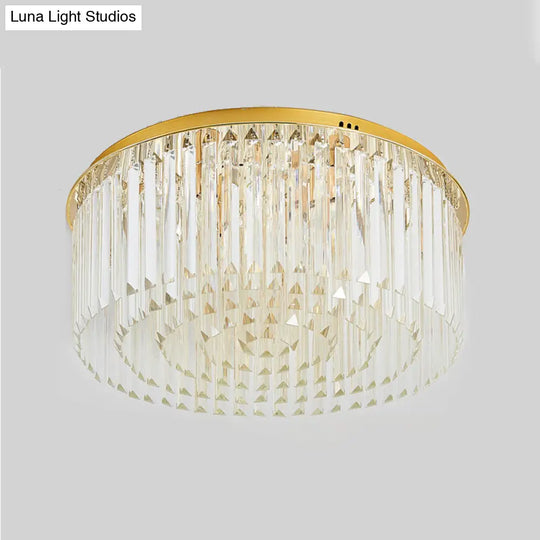 Contemporary Golden Crystal Ceiling Lamp - 6-Light Dining Room Flush Light