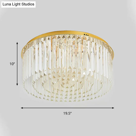 Contemporary Golden Crystal Ceiling Lamp - 6 - Light Dining Room Flush Light