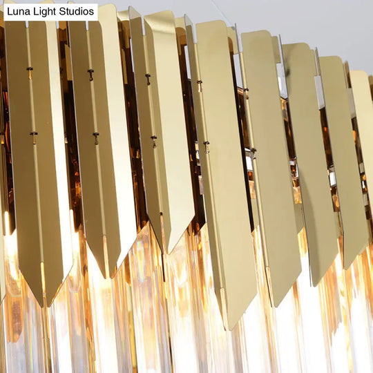 Contemporary Golden Crystal Chandelier - Tiered Round Pendant Light 8/12-Light For Living Room