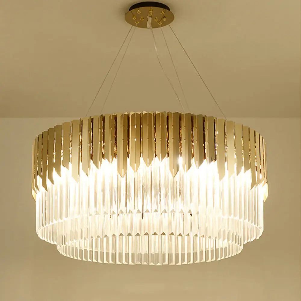 Contemporary Golden Crystal Chandelier - Tiered Round Pendant Light 8/12-Light For Living Room 12 /