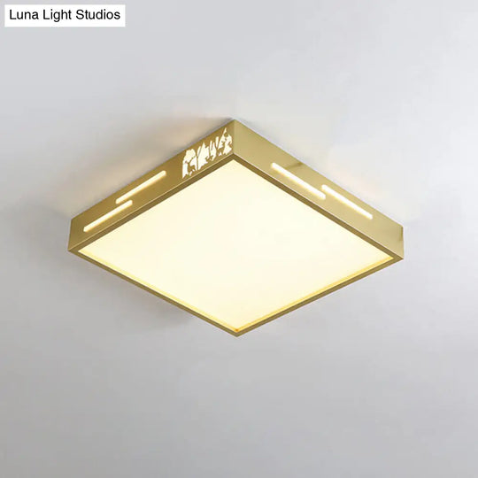 Contemporary Golden Led Ceiling Lamp With Acrylic Diffuser In White/Warm Light - Flush Mount Metal