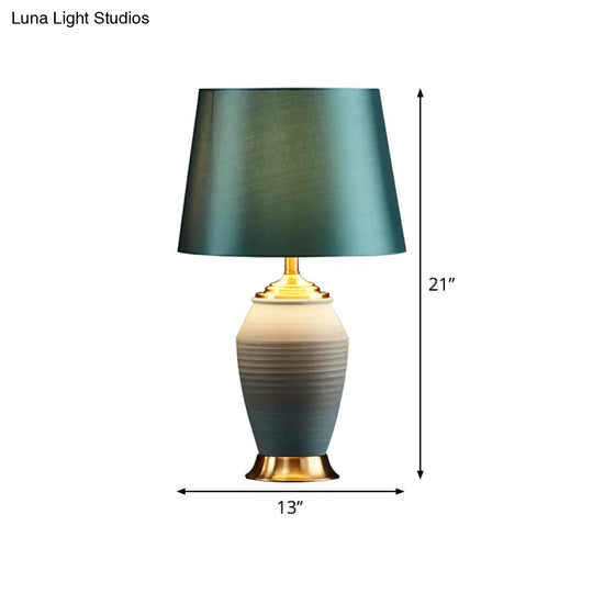 Contemporary Green Tapered Drum Table Lamp 13/14 Wide