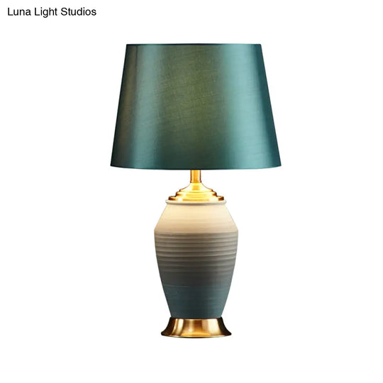 Contemporary Green Tapered Drum Table Lamp 13/14 Wide