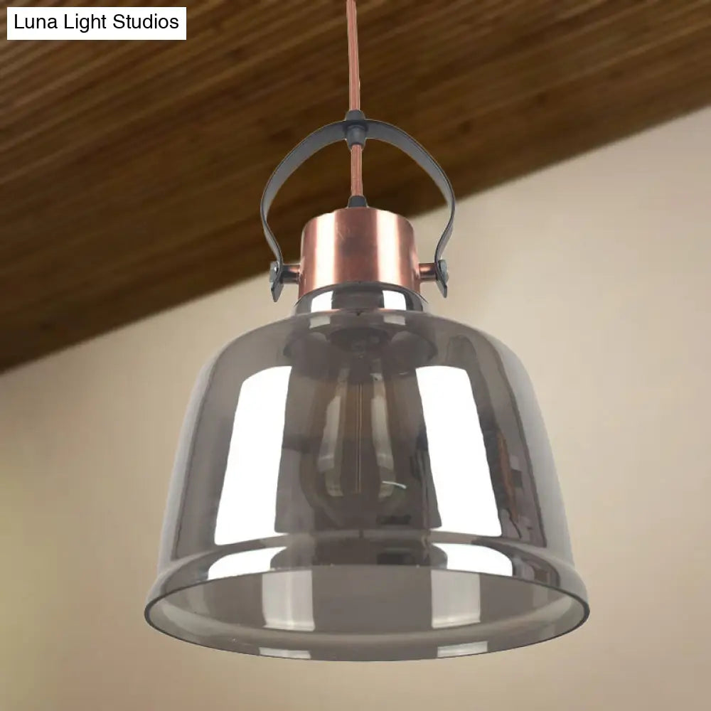 Contemporary Black Pendant Light With Clear Glass Dome - Grey/Amber Finish Grey