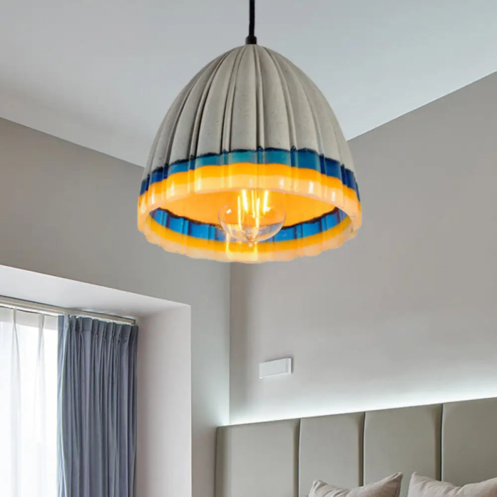 Contemporary Grey Dome Pendant Light For Living Room Ceiling