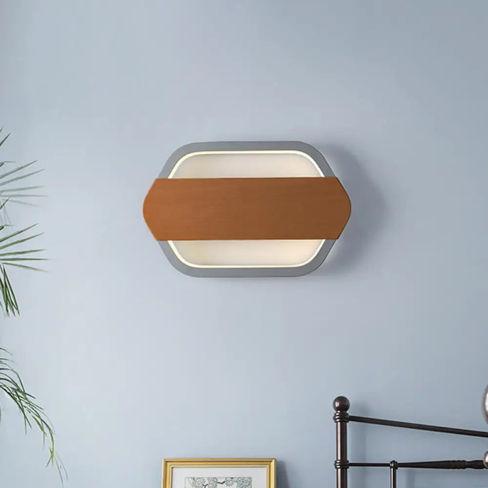 Contemporary Grey Hexagonal Led Wall Sconce For Bedroom