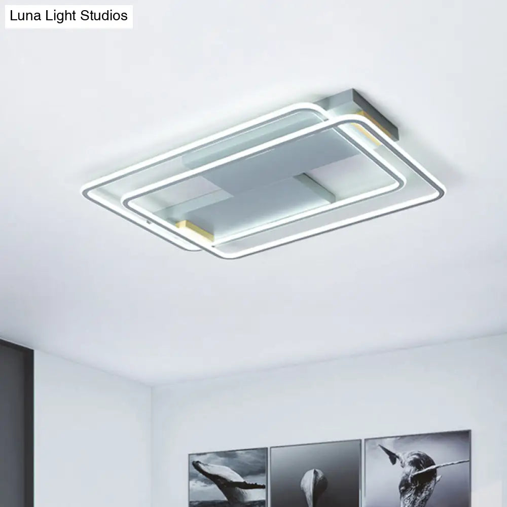 Contemporary Grey Led Flush Mount Aluminum Ceiling Lamp - Warm/White Light / White