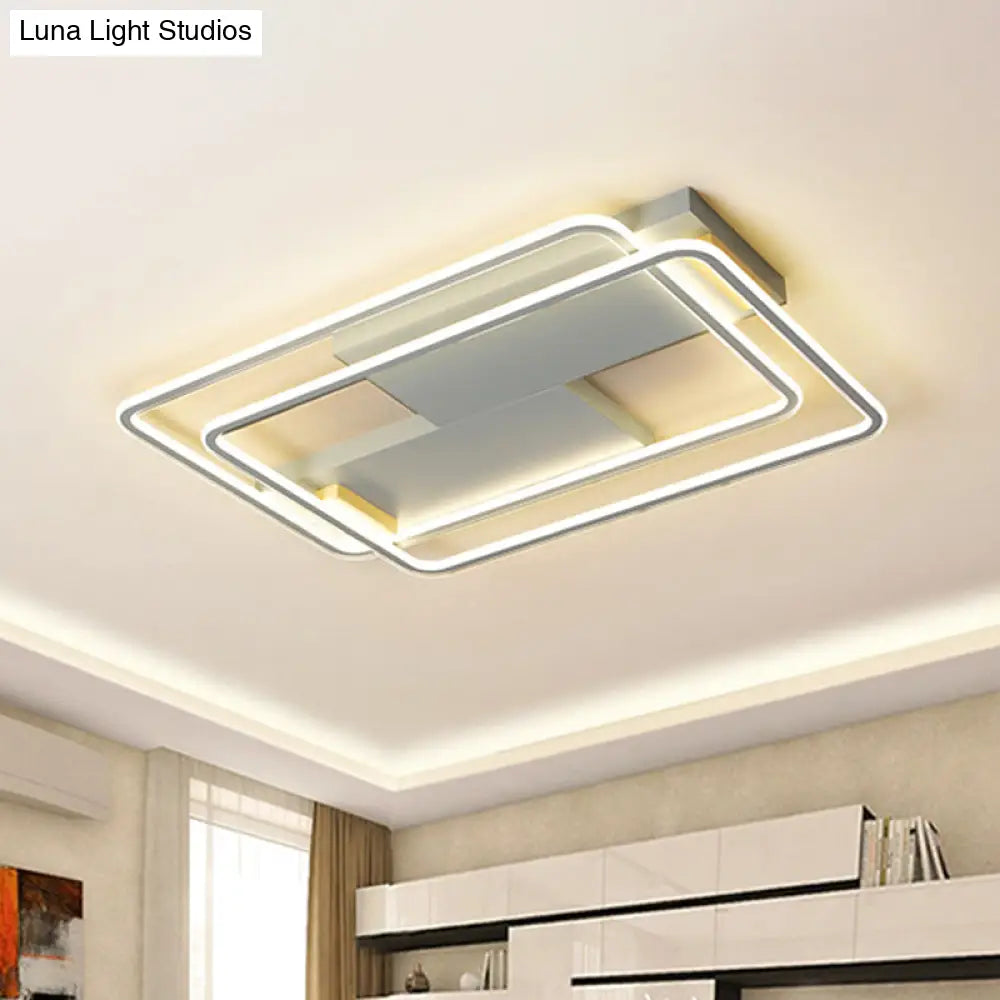 Contemporary Grey Led Flush Mount Aluminum Ceiling Lamp - Warm/White Light