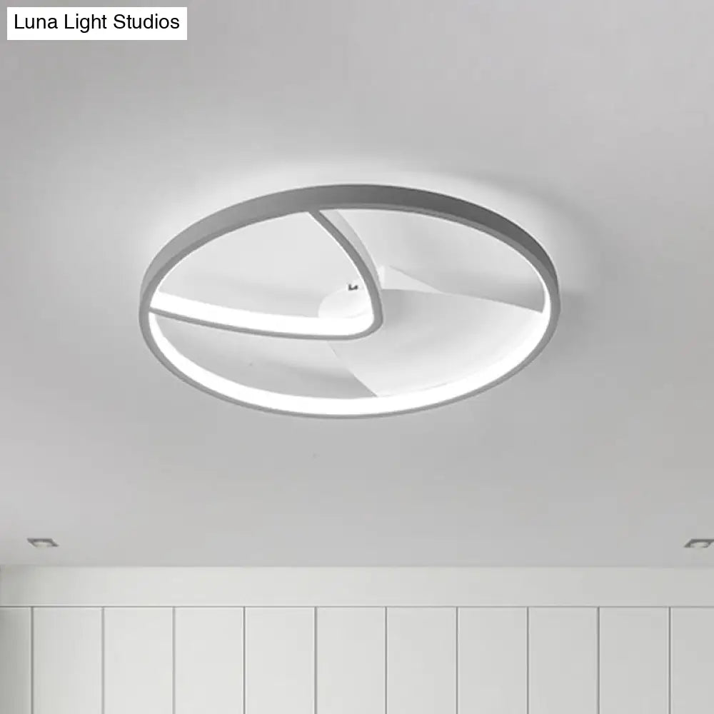 Contemporary Grey Metal V-Shaped Led Ceiling Light With Warm/White And Silica Gel Diffuser 16.5/20.5