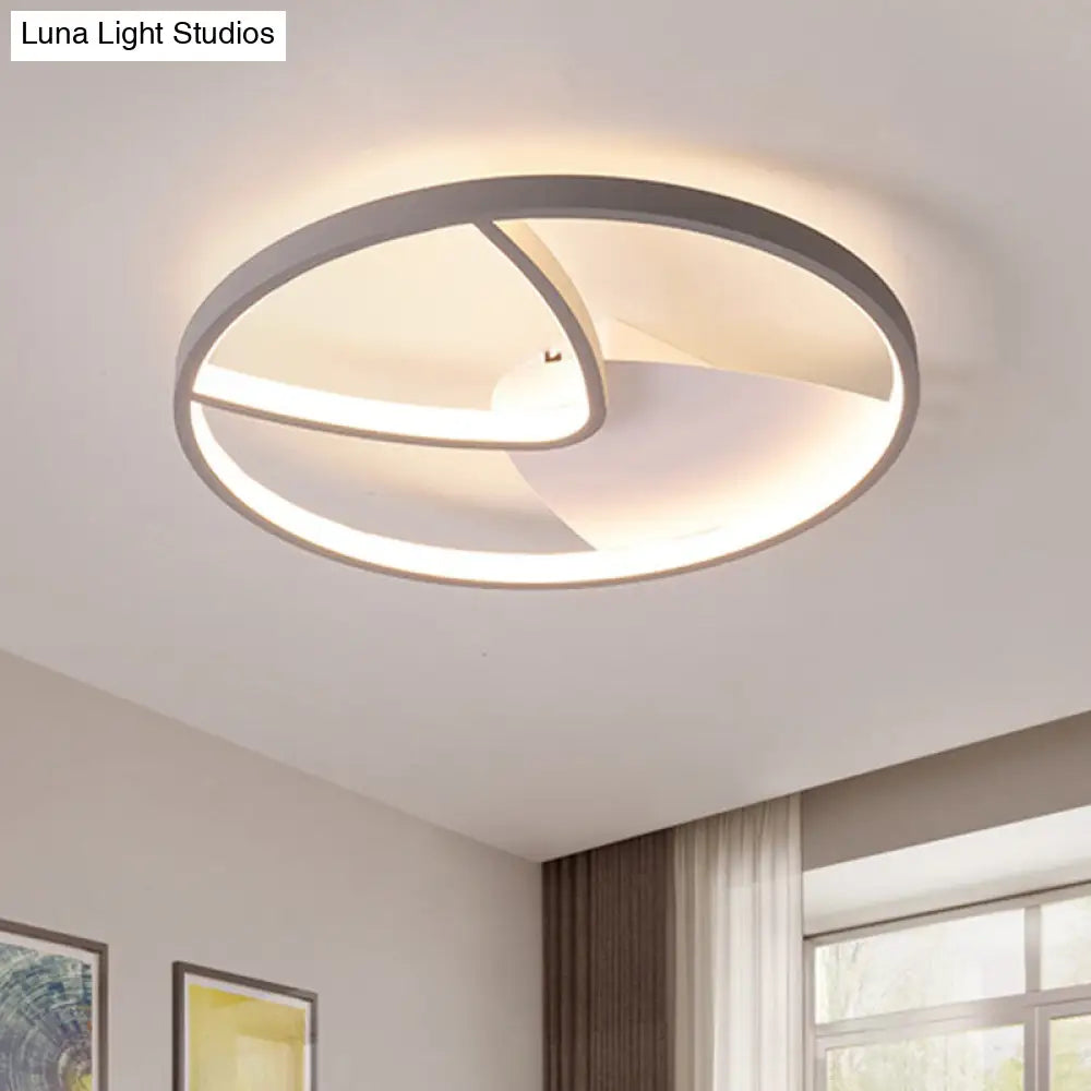 Contemporary Grey Metal V-Shaped Led Ceiling Light With Warm/White And Silica Gel Diffuser 16.5/20.5