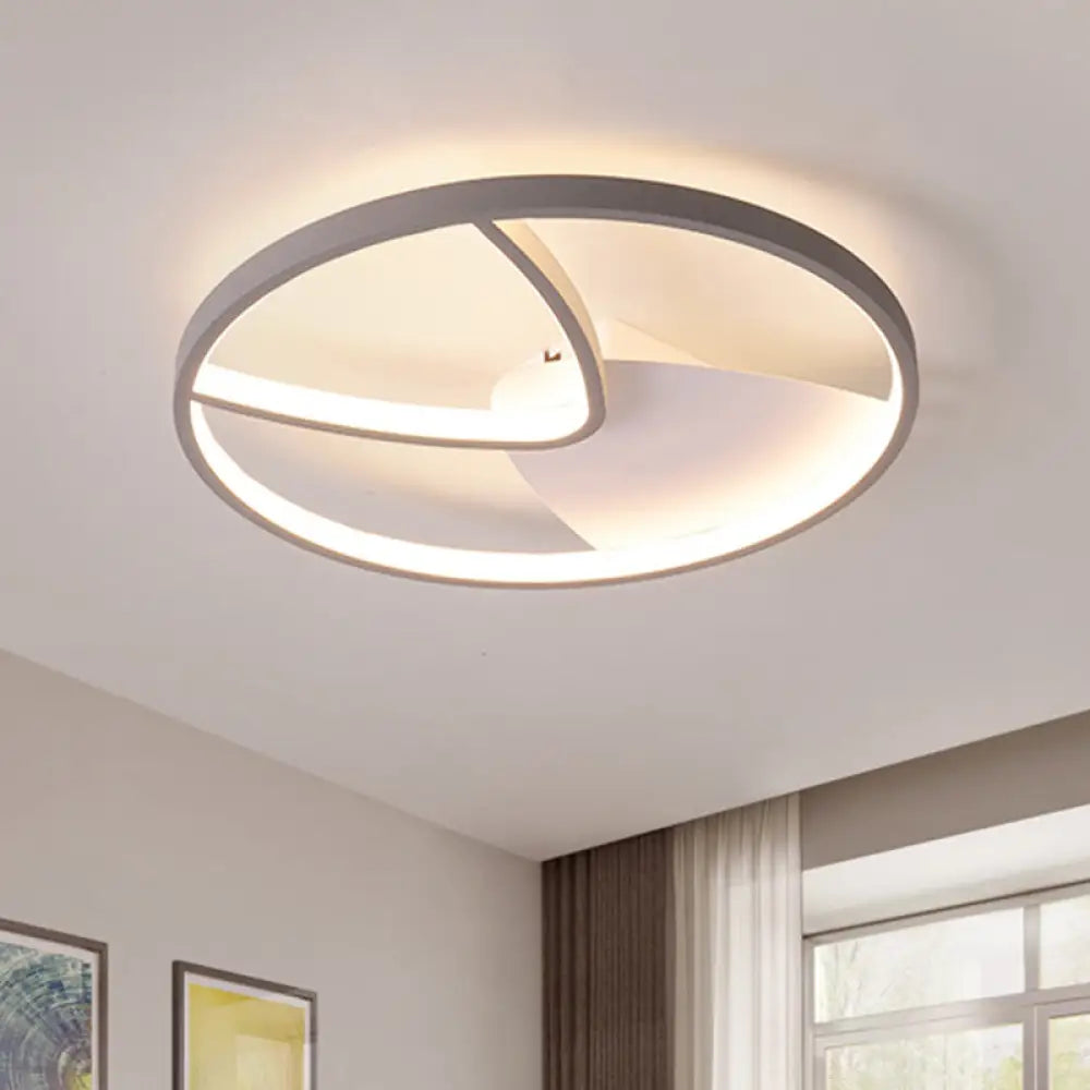 Contemporary Grey Metal V - Shaped Led Ceiling Light With Warm/White And Silica Gel Diffuser